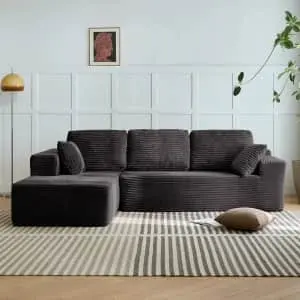 Living Room L-Shape Convertible Sectional Sofa Bed