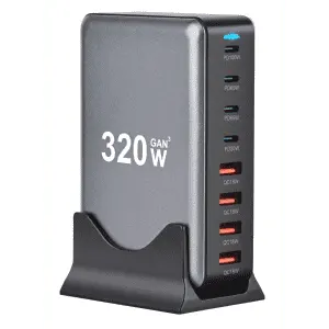 320W 8-Port USB GaN Desktop Quick Charger