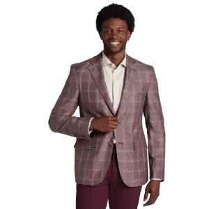 Joseph Abboud Men's Classic Fit Wool Blend Windowpane Sport Coat