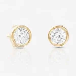 0.25-tcw Round Lab-Grown Diamond Bezel Set Solitaire Stud Earrings