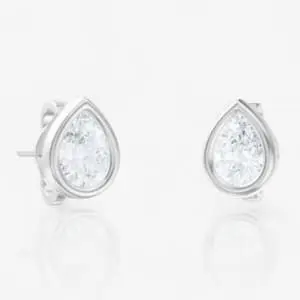 0.5-tcw Pear Cut Lab-Grown Diamond Bezel Stud Earrings