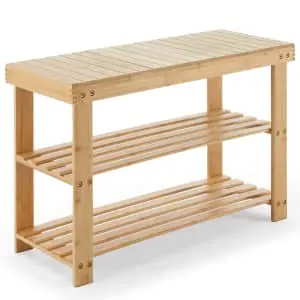 Bestier 3-Tier Bamboo Shoe Rack Bench