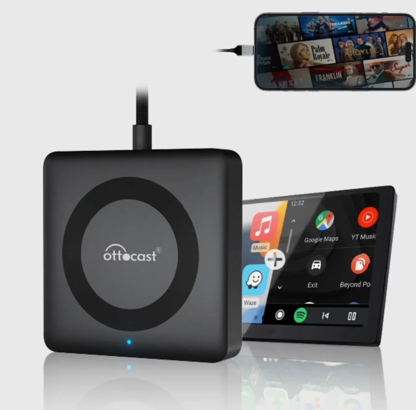 2in1 Ottocast Car TV Mate Pro Wireless Carplay HDMI Converter for Fire TV Stick