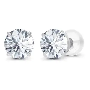 2-tcw. Lab-Created Moissanite Stud Earrings in 14K White or Yellow Gold