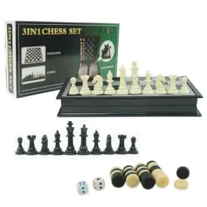 3-in-1 Magnetic Chess, Checkers, & Backgammon Game Set