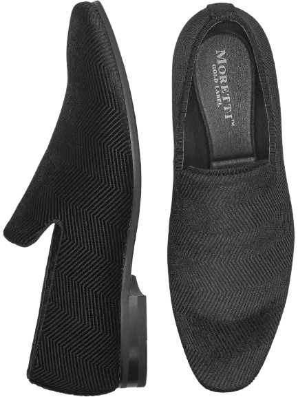 Moretti Men's Silas Velvet Chevron Smoking Shoes