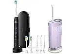 Philips Sonicare Compact Flosser 1000 + ProtectiveClean 5300 Electric Toothbrush + 2PK Nozzle Bundle