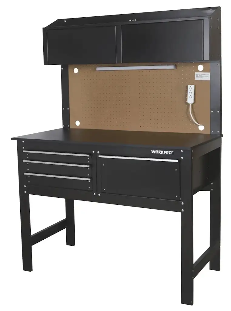 WorkPro 2-in-1 48" Workbench and Cabinet Combo with Light