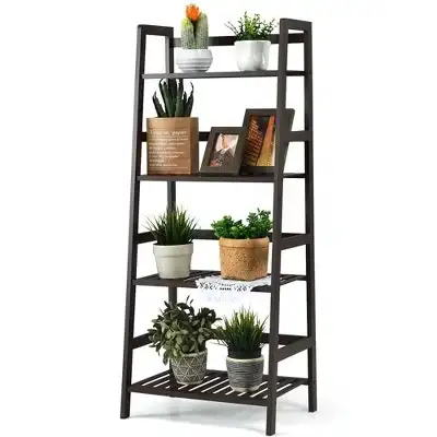 Costway 4-Tier Bamboo Ladder Shelf