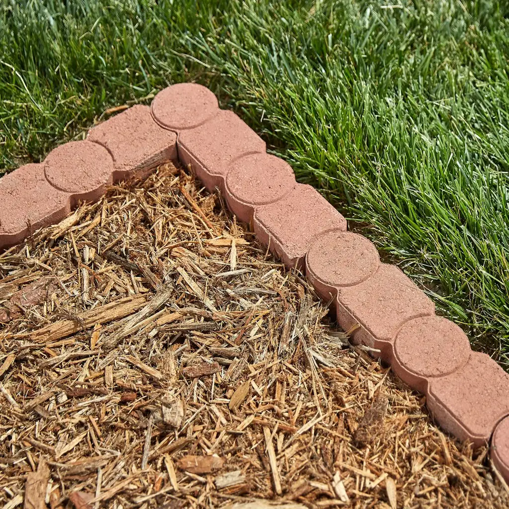 Geometric 12" Red Concrete Edging Stone
