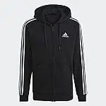adidas men Essentials Fleece 3-Stripes Full-Zip Hoodie