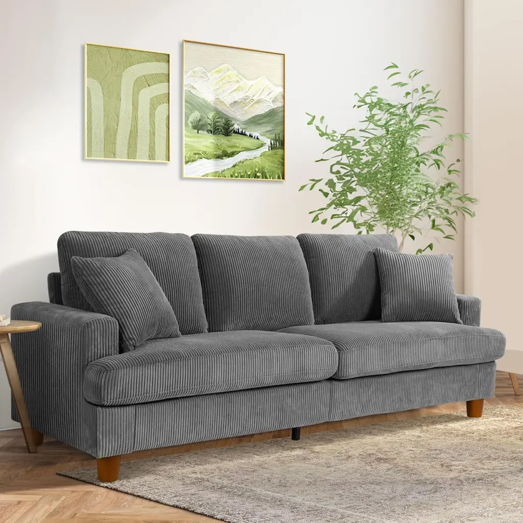 87" 3-Seater Corduroy Sofa