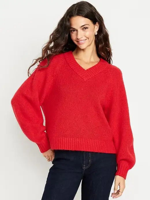 Old Navy Women's Cozy Cropped V-Neck Sweater