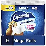 Charmin 6 Mega XL or 9 Mega Rolls toilet papers