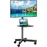 Perlesmith Mobile Rolling Tilt TV Stand Cart With Shelf