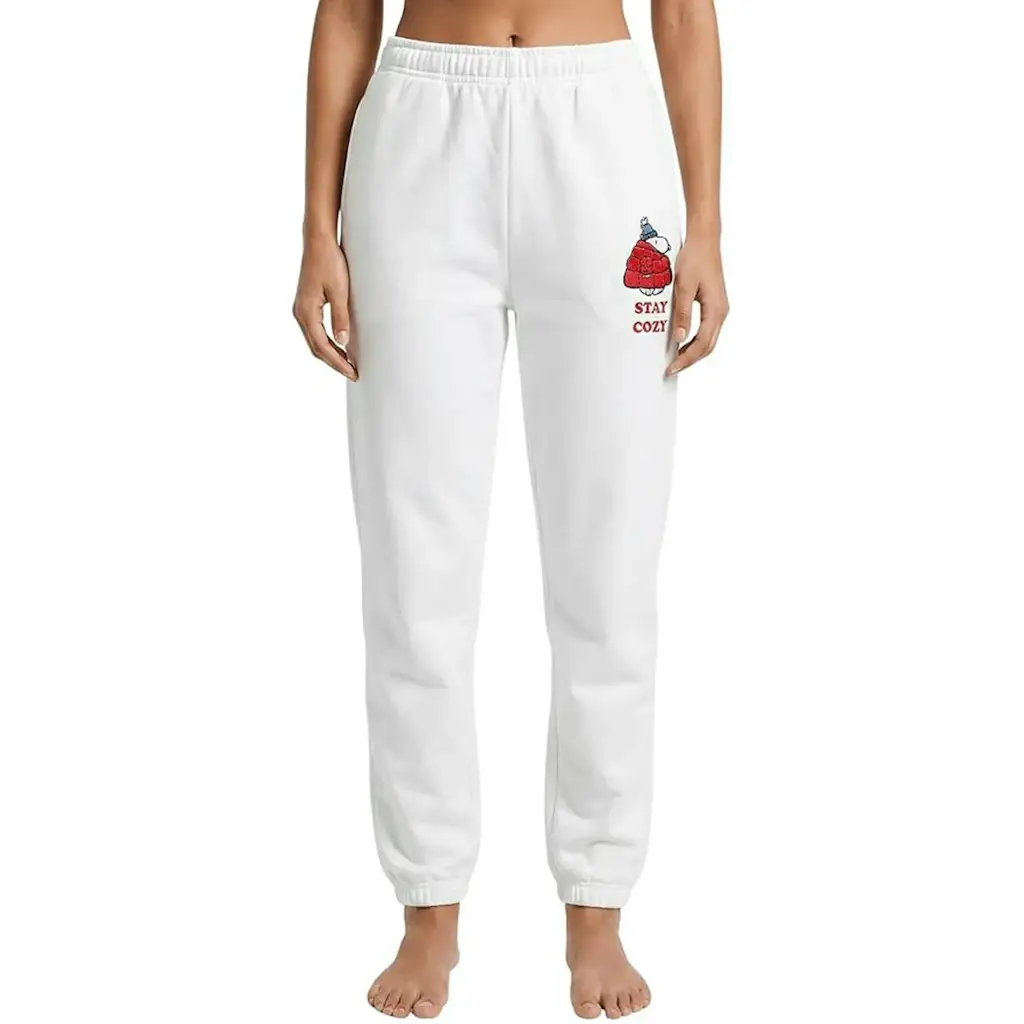 Unisex Officially Licensed Peanuts Snoopy Stay Cozy Embroidered Sweatpants
