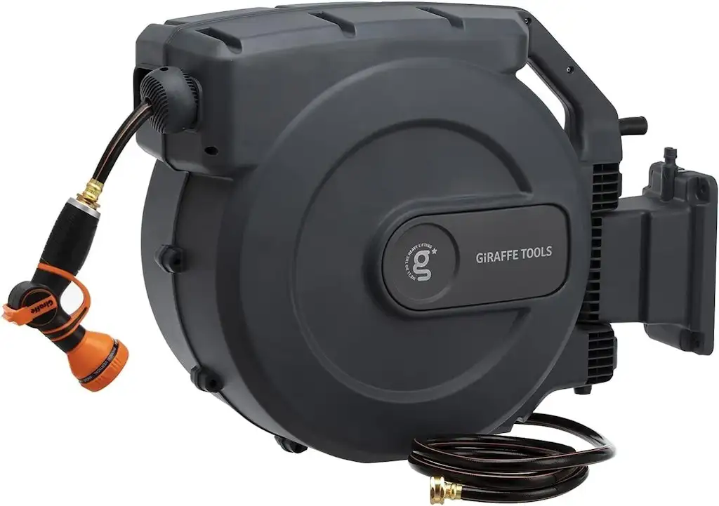 Giraffe Tools 60ft Retractable Garden Hose Reel w/ Wall Mount