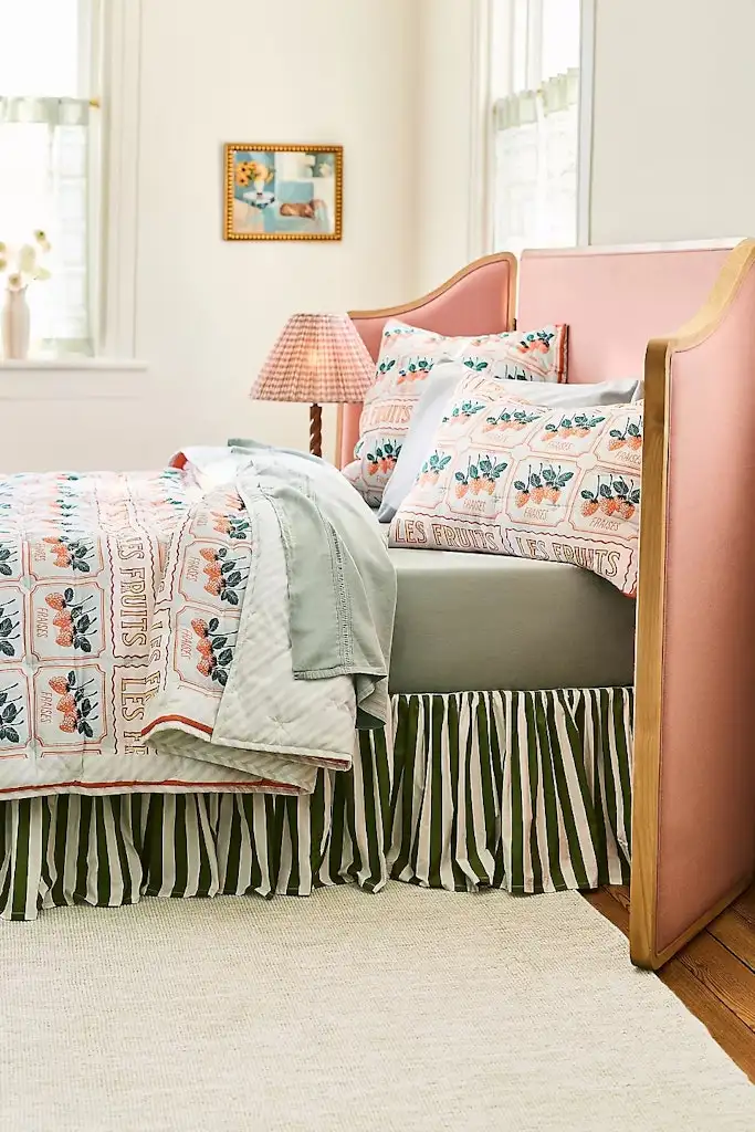 Anthropologie Queen Size Printed Textured Cotton Quilt