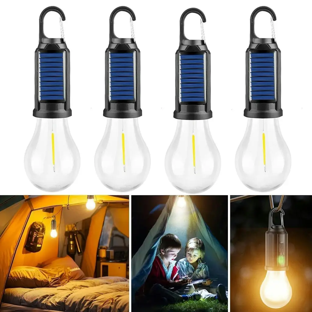 4-Piece Solar Hanging LED Light Bulb Set