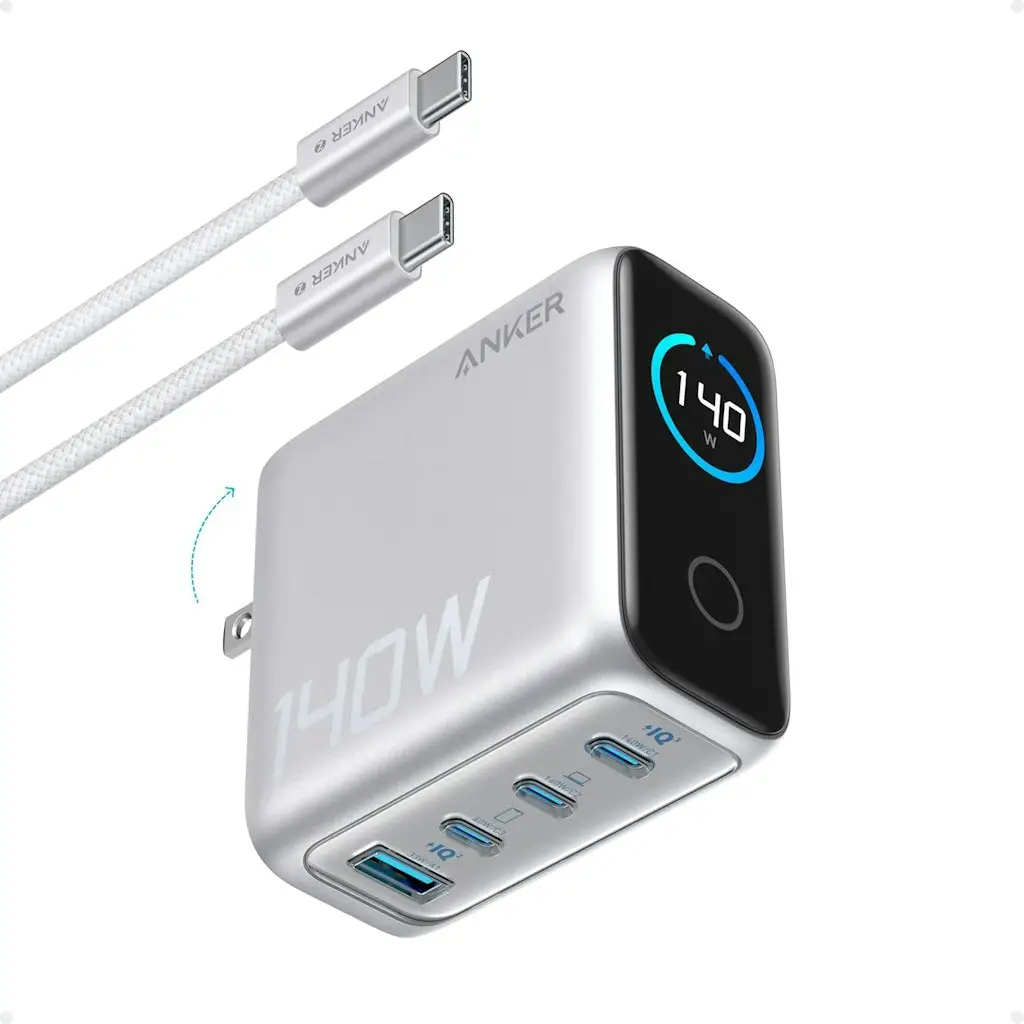 Anker 140W 4-Port USB Wall Charger w/ Built-In Screen