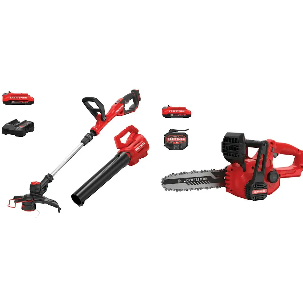 Craftsman V20 Cordless String Trimmer, Leaf Blower & 10" Chainsaw Bundle