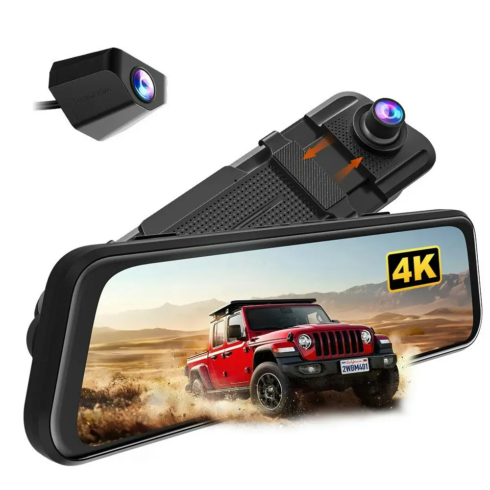 Wolfbox M40 Lite 10" 4K Front & 1080P Rear Dash Cam w/ Built-In GPS