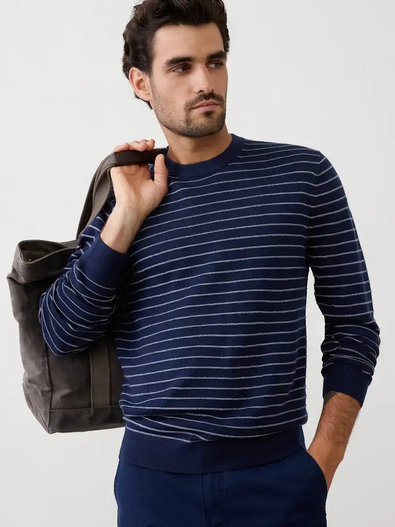 Banana Republic Factory Men's Merino Wool Textured Striped Sweater
