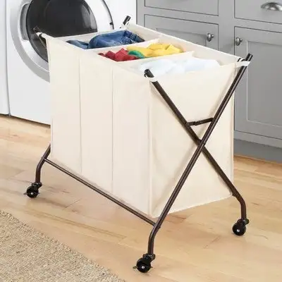 Whitmor 3-Section Rolling Laundry Sorter