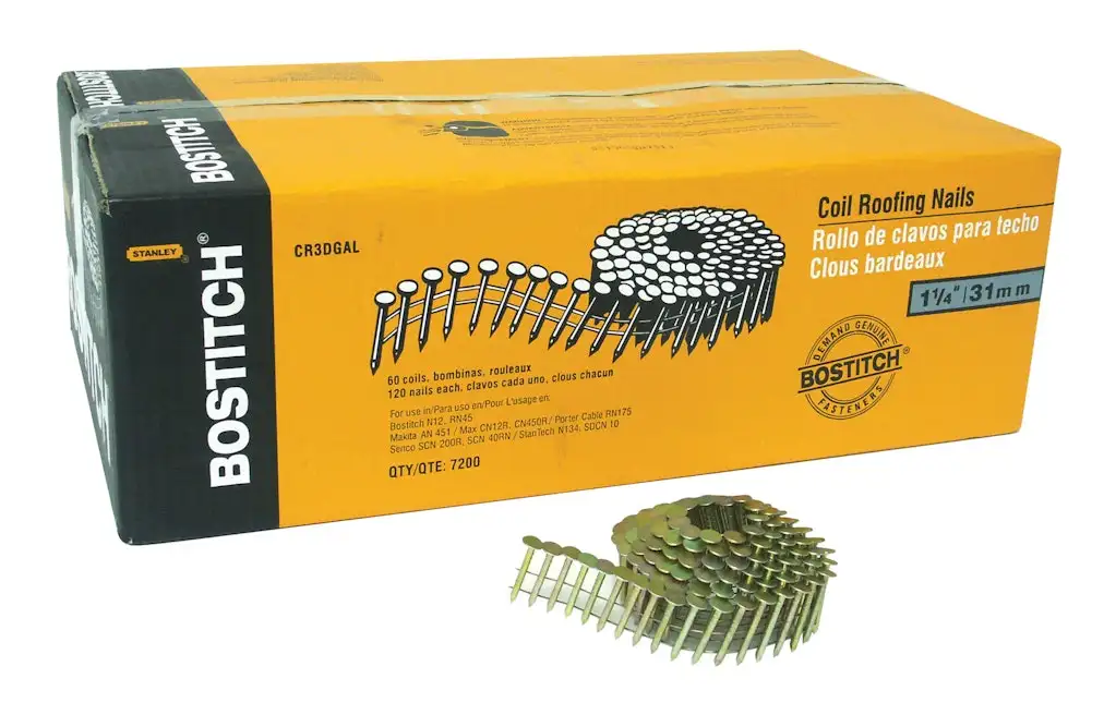 Bostitch 1-1/4" Coil Roofing Nails 7,200-Count Box