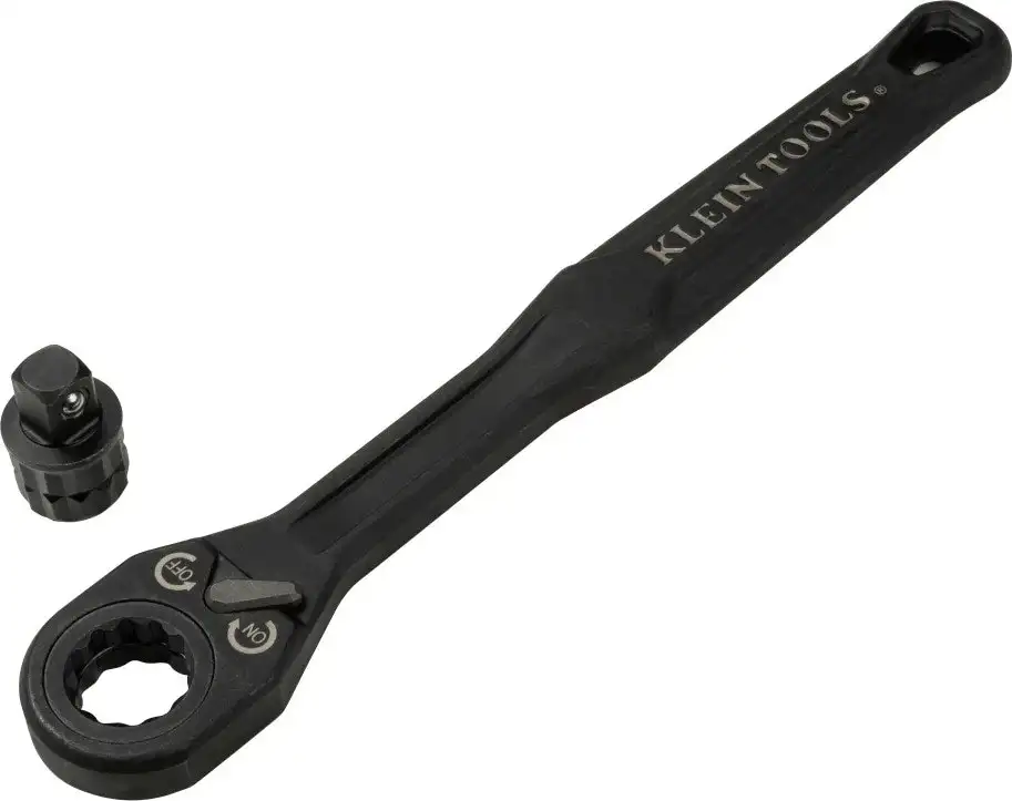 Klein Tools KNECT 90-Tooth Pass-Through Ratchet & 3/8" Drive Socket Adapter Set