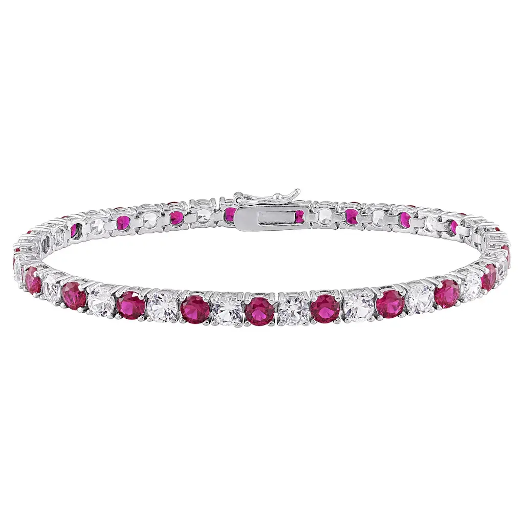 Voss + Agin 6CTW Lab-Created Ruby & White Sapphire Tennis Bracelet in 14K Gold Overlay