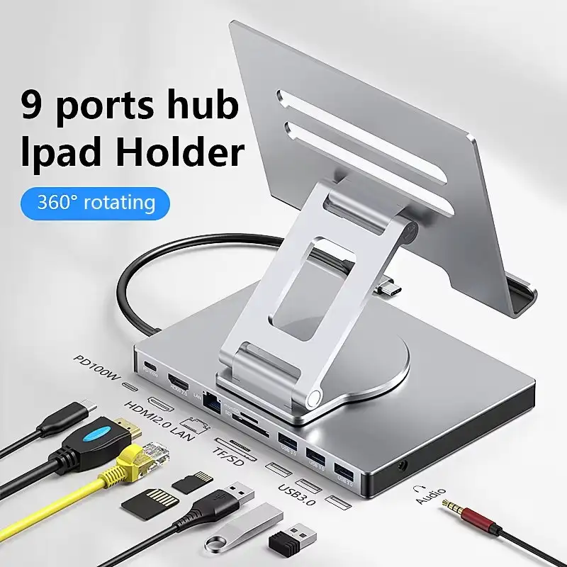 9-Port USB-C Hub w/ Stand for iPad