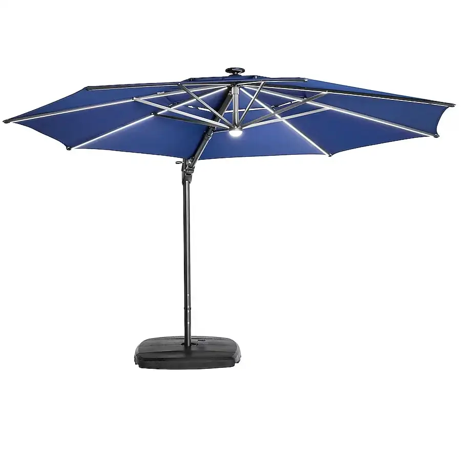 allen + roth 11' Cantilever Patio Umbrella w/ LED Lights & Base