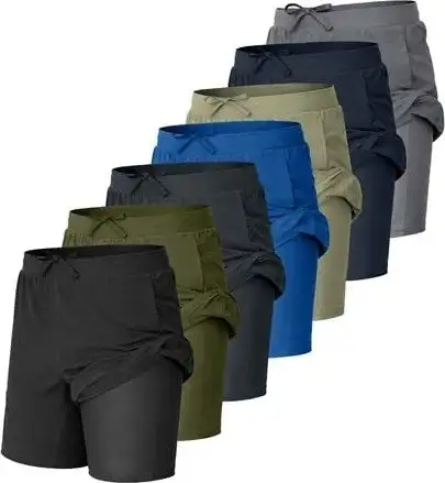 Men's 2-in-1 Gym Running Shorts w/ Compression Liner 5-Pack