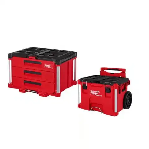 Milwaukee Packout 3-Drawer Tool Box + Rolling Tool Box Kit