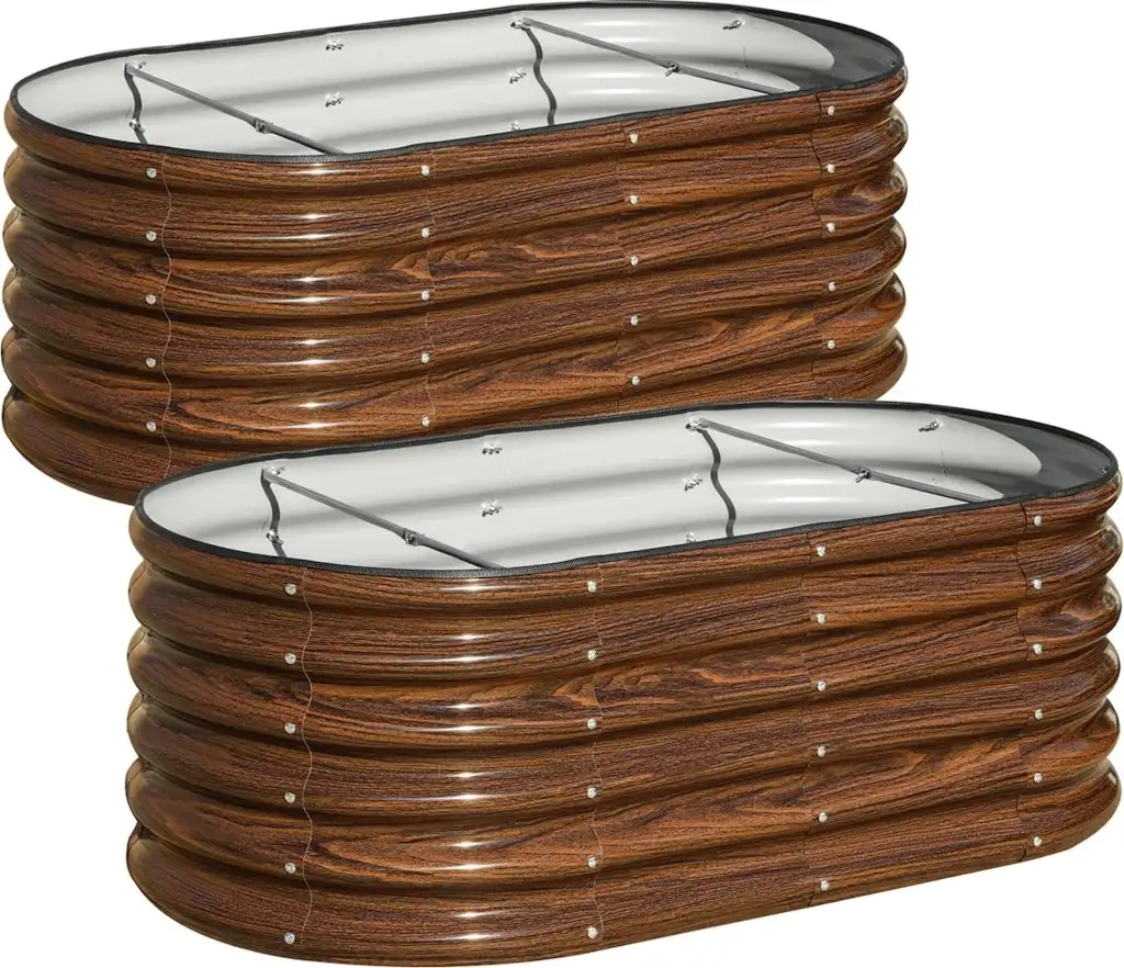 SnugNiture Oval Galvanized Raised Garden Bed 2-Pack