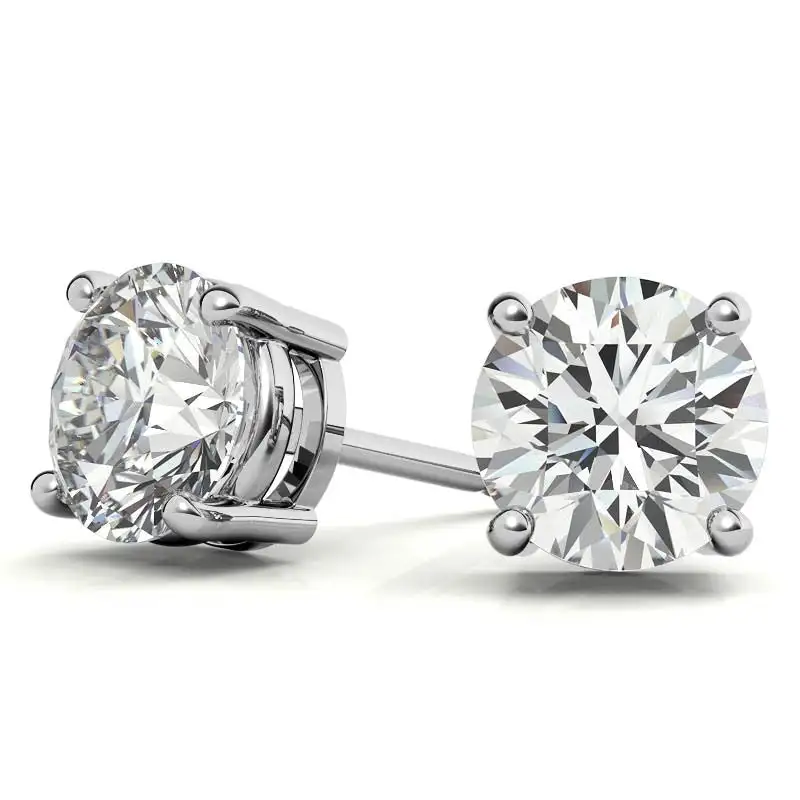 Lab Grown 2.5 CTW Round Diamond Stud Earrings in 14K Gold