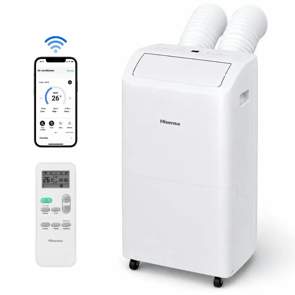 Certified Refurb Hisense 8,000-BTU Dual Hose Smart Portable Air Conditioner