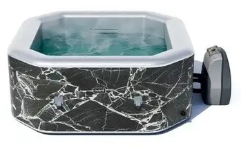 Avenli Oslo 4-Person Black Marble Octagon Inflatable Hot Tub Spa