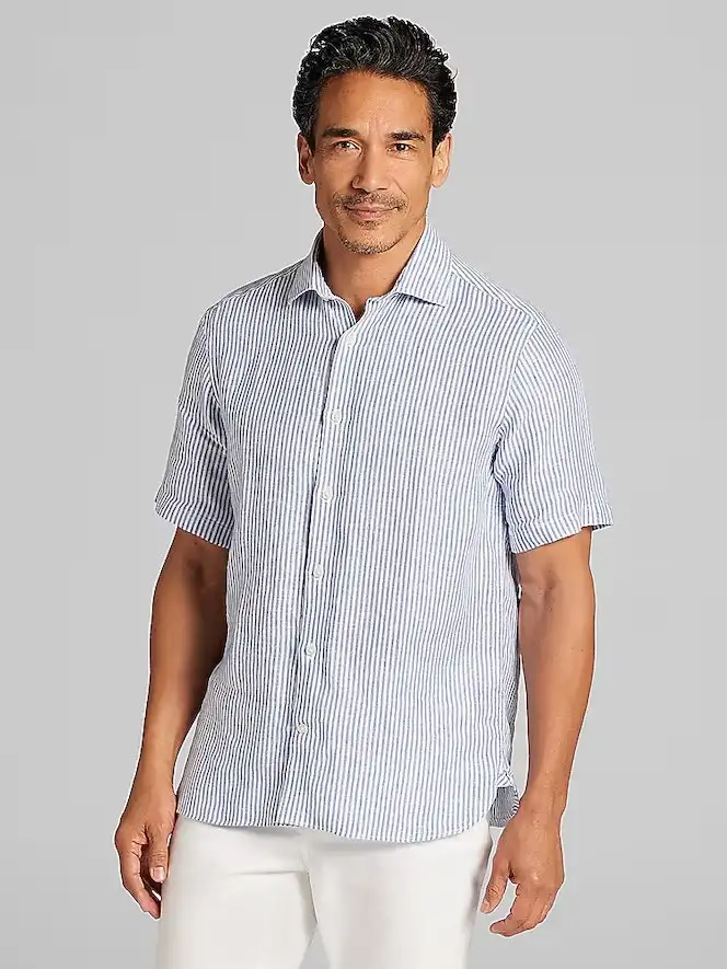Joseph Abboud Men's Modern Fit 100% Linen Button Up Shirt