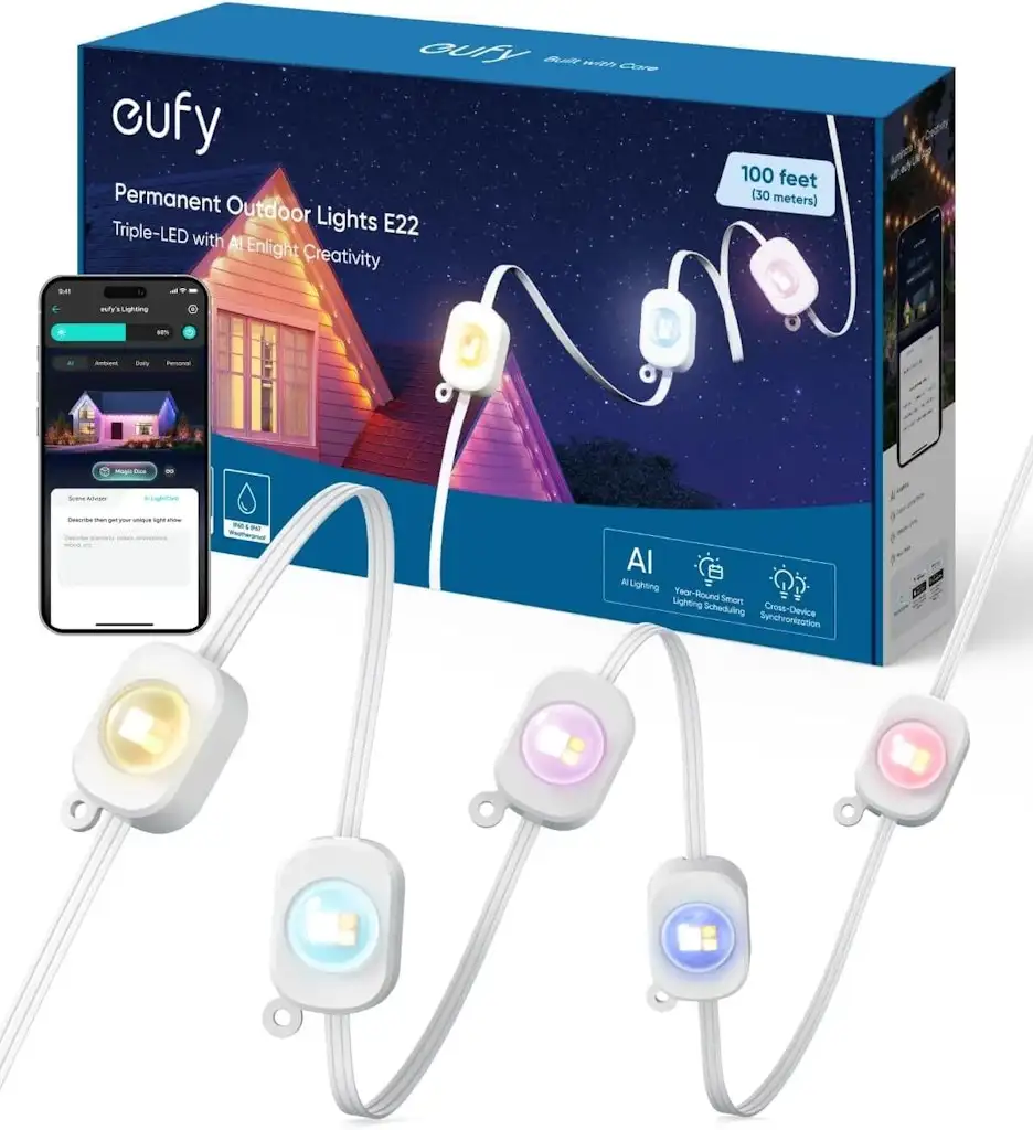 Certified Refurb eufy Permanent Outdoor Light E22 100-Foot Smart Light Strip