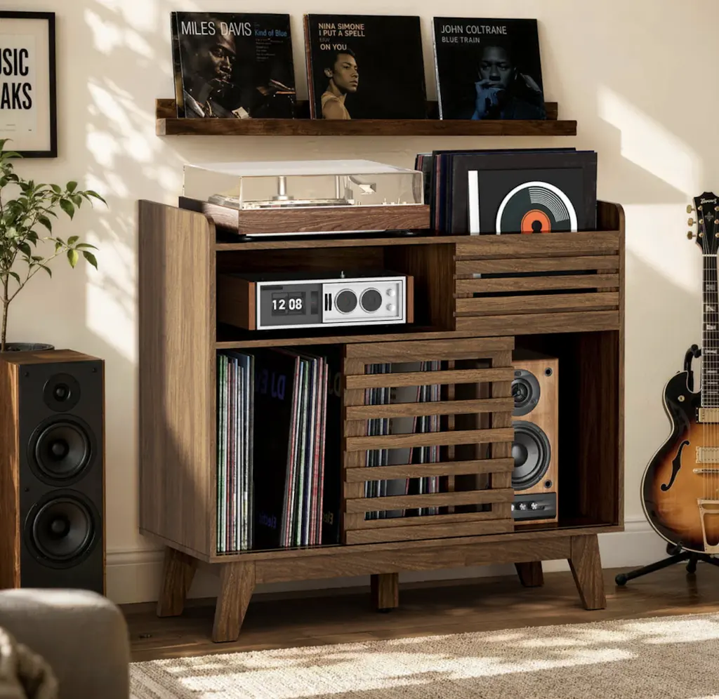 Pamapic Mid-Century Record Player Stand
