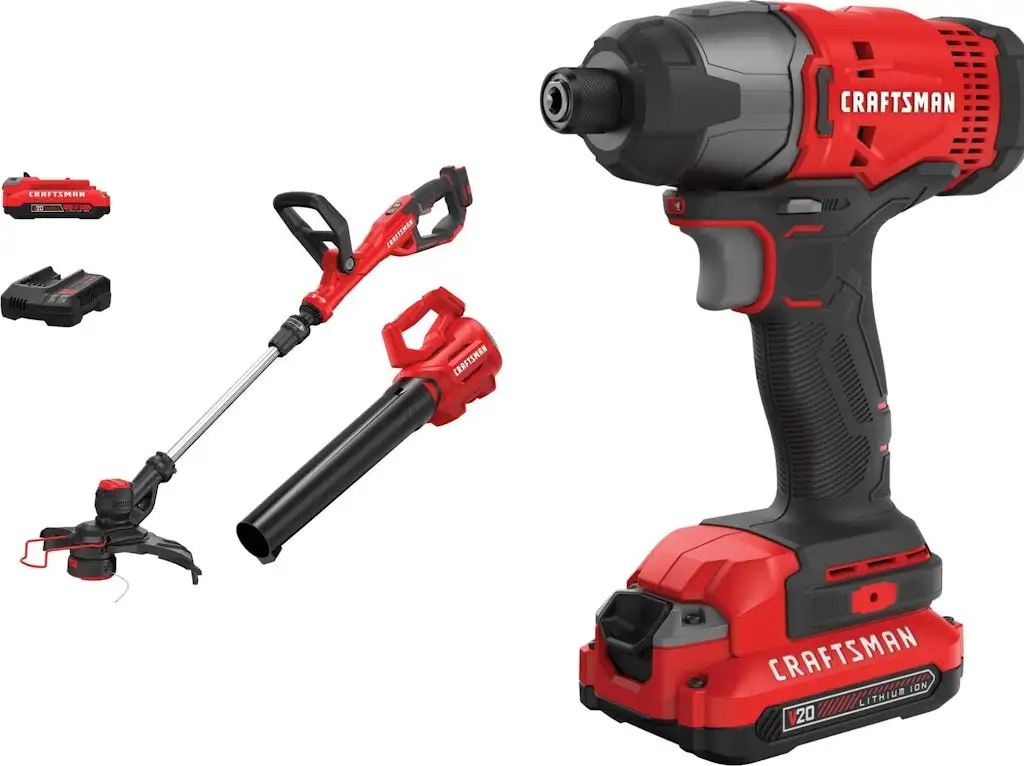 Craftsman V20 Brushless String Trimmer, Leaf Blower & 1/4" Impact Driver Bundle