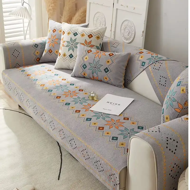 Chenille Printed Sofa Cushion Cover
