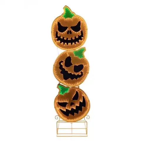 Celebrations 48" LED Prelit Infinity Stacked 3 Pumpkins Halloween Decor
