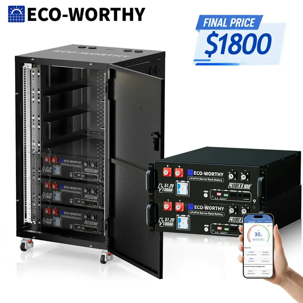 Eco-Worthy 2-Pack 48V 100Ah Lithium Server Rack Battery