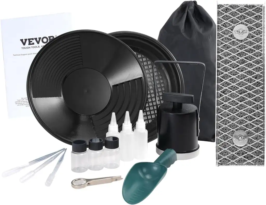 Vevor Mini Sluice Box 12" 16-Piece Gold Panning Kit