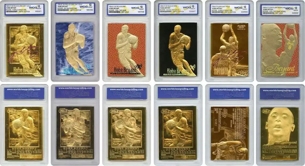 Kobe Bryant Official 1996 Rookie Fleer Gold Cards Gem-Mint 10 Set of 6