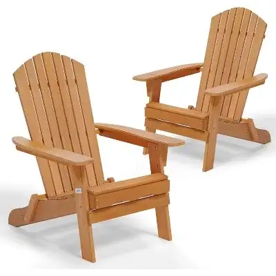 Set of 2 Folding Adirondack Wood Chairs