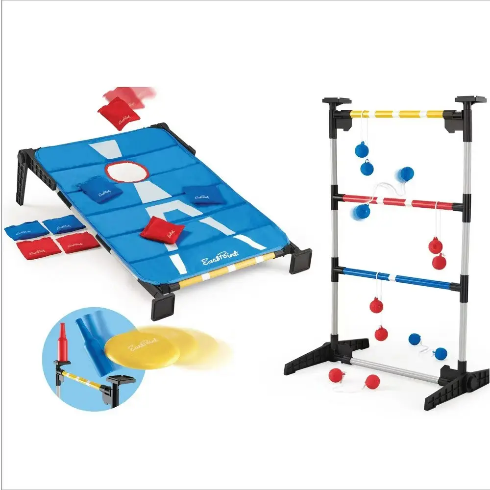 EastPoint 3-in-1 Cornhole, Ladderball & Bottle Smash Outdoor Game
